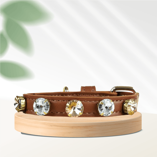 Swarovski-Brown Dog Collar - MakPaws