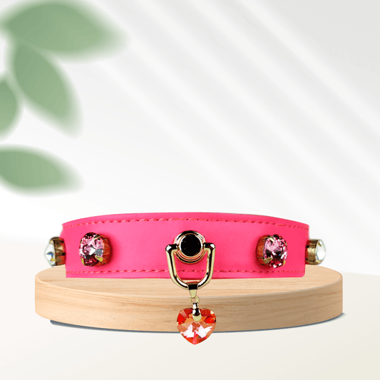 Swarovski-Neon Pink Dog Collar - MakPaws