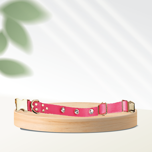 Diamond-Pink Dog Collar