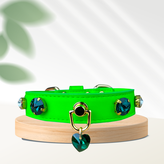 Swarovski-Neon Green Dog Collar